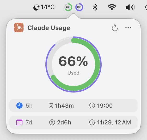 Usage4Claude Detail Window - Dual Limit Mode