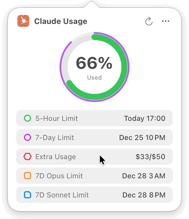 Usage4Claude - Time Remaining Toggle Animation